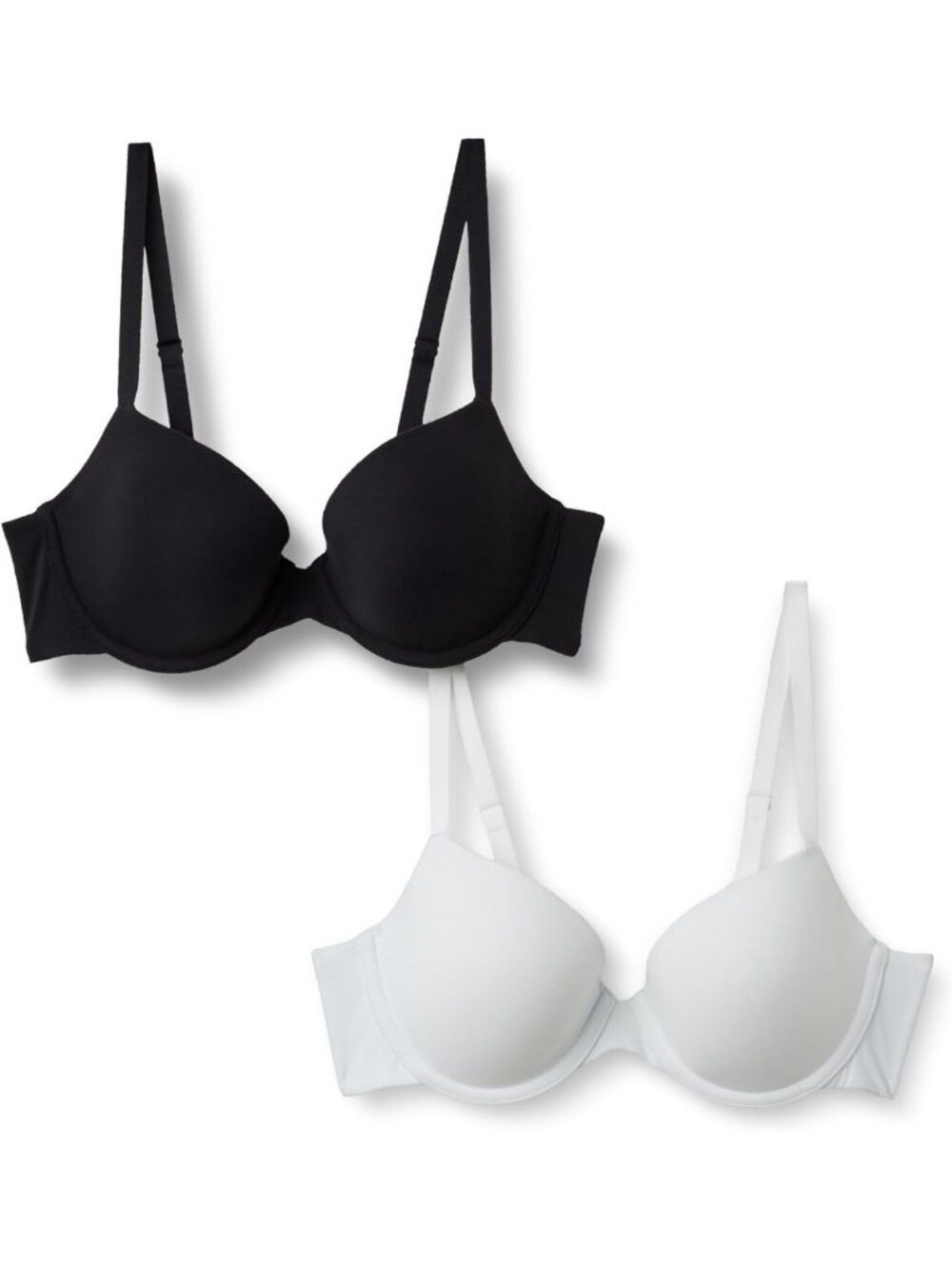 Comfortable Underwire Demi Cup Microfiber Bra Set, Adjustable Straps, 2-Pack